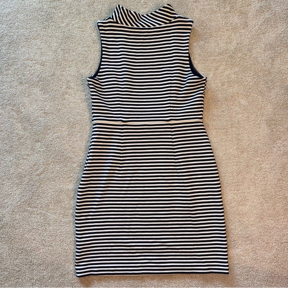 Boden Martha Mock Neck Sheath Sleeveless Dress Navy & White Stripes, Size 10UK - Picture 8 of 9